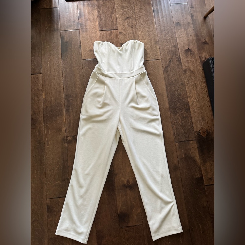 Express Cream Strapless Jumpsuit